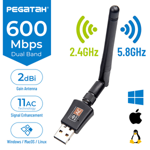 LC 600mbps Dual Band USB <strong>Wifi</strong> Adapter 2.4/5.8ghz Wireless Lan <strong>Network</strong> Card with Antenna for <strong>Computer</strong> in Stock