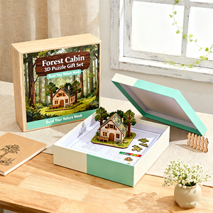 Trẻ em tiên tiến 3D trang trí câu đố Đồ chơi khối xây dựng giáo dục tự làm hộp lắp ráp các tòa nhà chủ đề 51-100 miếng - Product Image 2