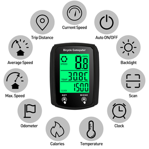 Wired Bike <strong>Computer</strong> 19 <strong>Functions</strong> Touch Bike Speedometer Odometer Waterproof Bicycle <strong>Computer</strong> with Backlight