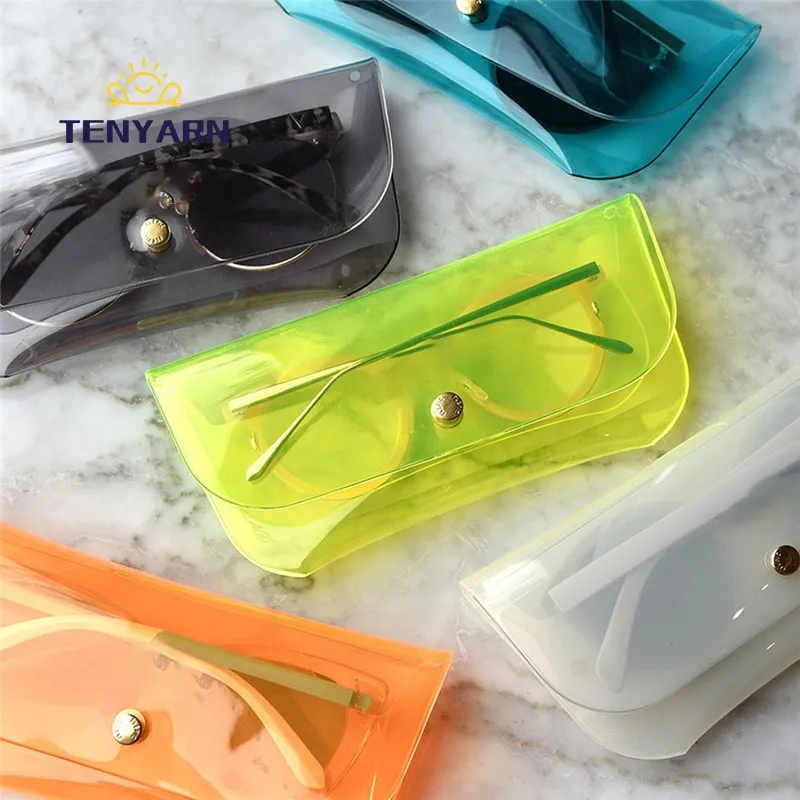 텐얀 사용자 정의 젤리 귀여운 PVC 투명 안경 포장 여행 홀더 파우치 안경 선글라스 케이스 로고