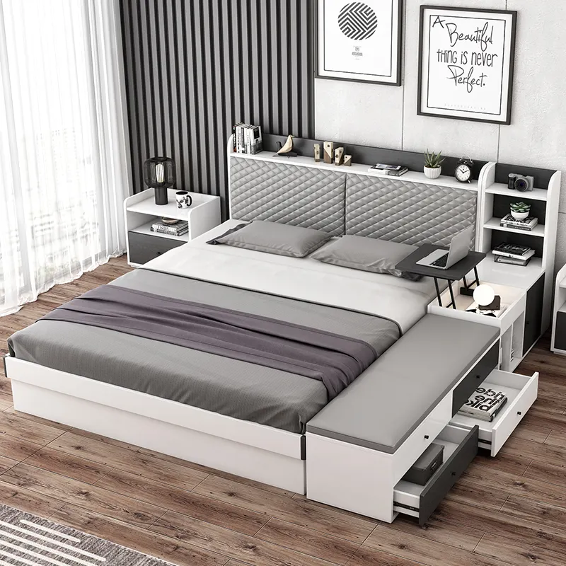 Conjunto de dormitorio italiano, muebles de diseño de cama doble, modernos, italianos, tamaño king