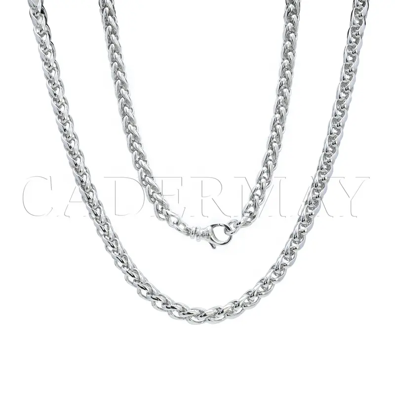 Cadermay شبكة سلسلة الصلبة الفضة 925 ميامي الأزياء 5 مللي متر سميكة ثعبان سلسلة سوار مجوهرات مغني الراب رابط الكوبي سلسلة