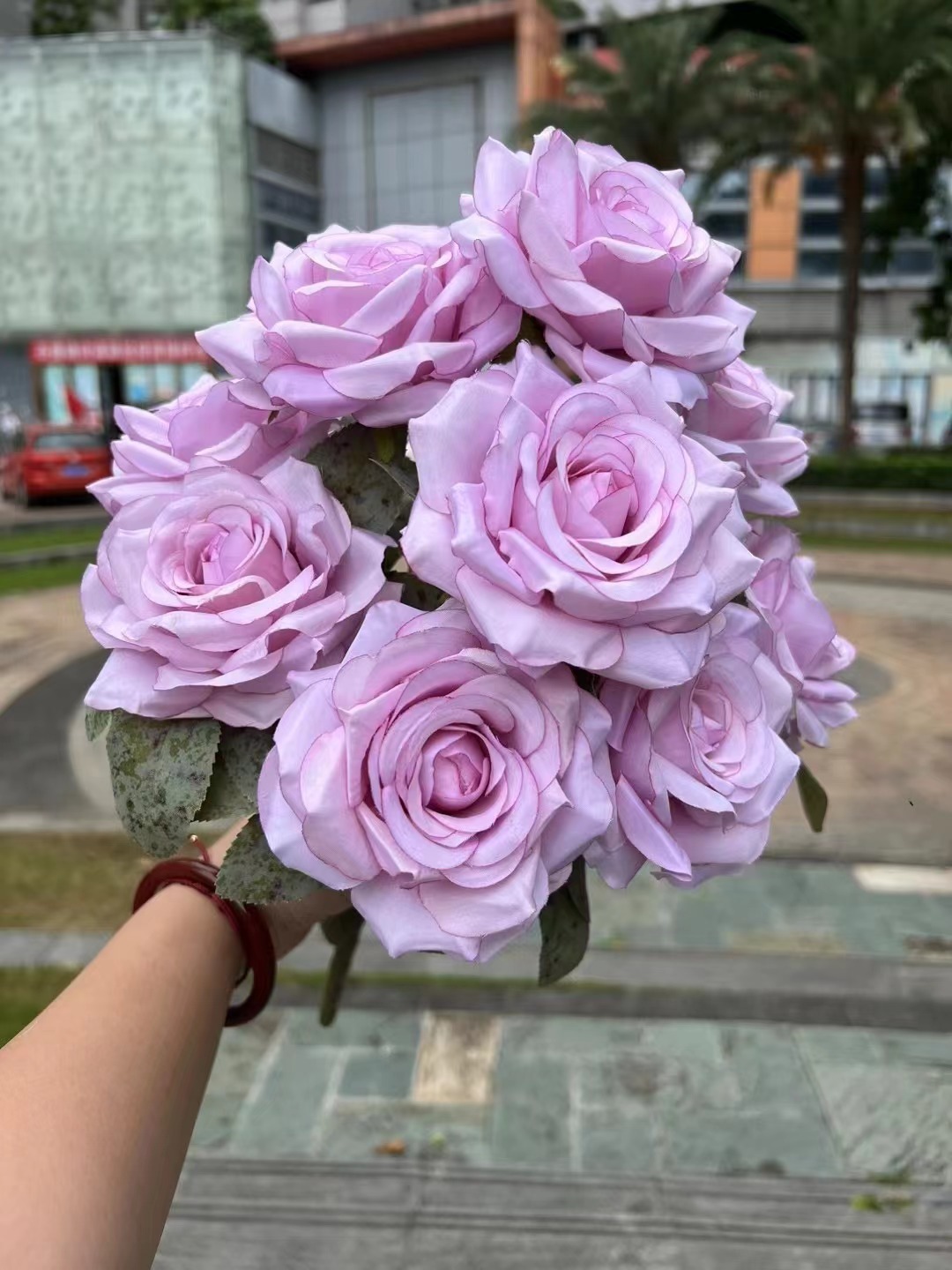 9 cabeza diamante rosa púrpura