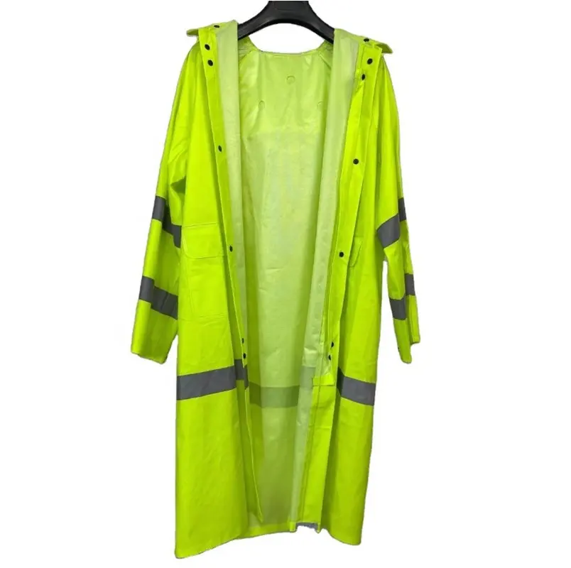 Chubasquero reflectante fluorescente para hombre y mujer, impermeable, impermeable, pvc, poliéster, color amarillo y verde