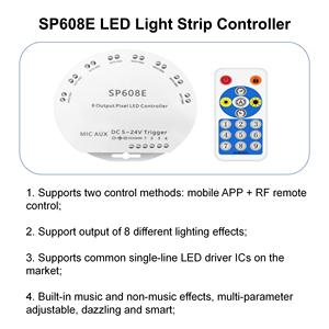 SP608E BTRFリモコン音楽カラフルなLEDコントローラー8出力RGBRGBWLEDコントローラーLEDストリップ照明用 - Product Image 2