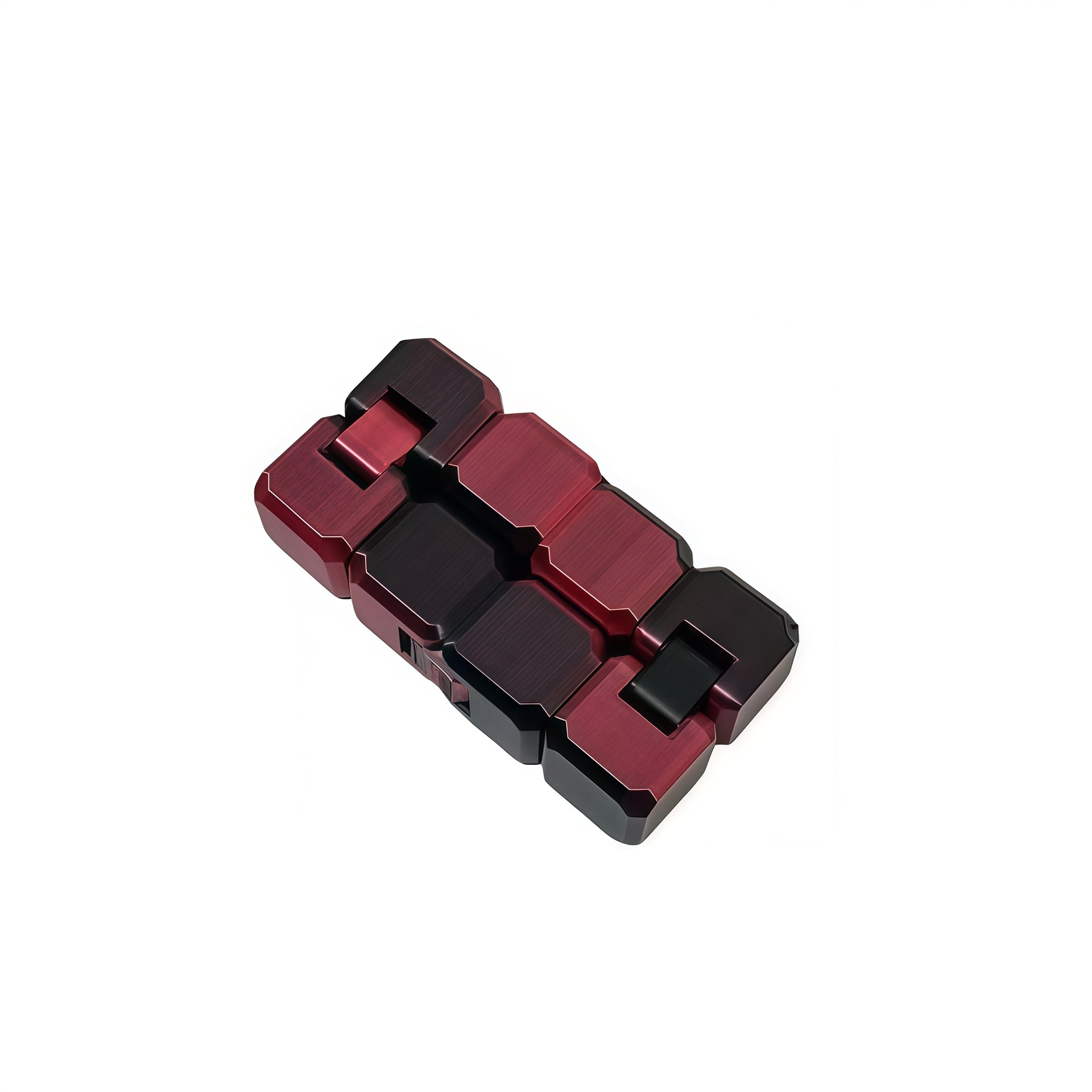 Cubo interactivo rojo y negro.