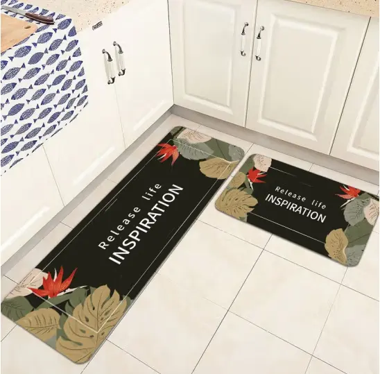 Salle de bain cuisine sol imperméable pvc tapis de bain antidérapant anti-fatigue tapis de cuisine pour sol 2 pièces ensemble