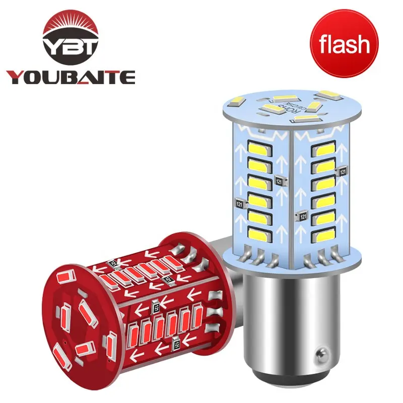 Bombilla estroboscópica de modo de carreras de caballos, luz de freno de coche intermitente, 1157, 4014, 30smd, rojo, blanco, azul, freno automático