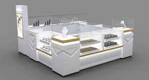 Hot Selling Stainless Steel Jewelry Display Counter Silver Gold <strong>Shop</strong> Display Racks for Sale Modern Kiosk Equipment
