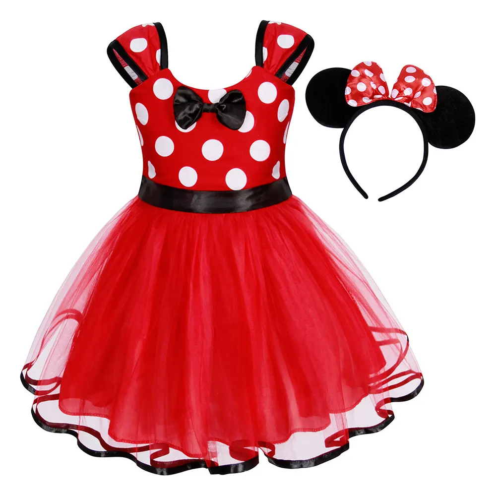 Vestido de tutú de Ballet para niñas, disfraz de ratón de dibujos animados, vestido de Minnie con tocado para niñas, ropa de fiesta