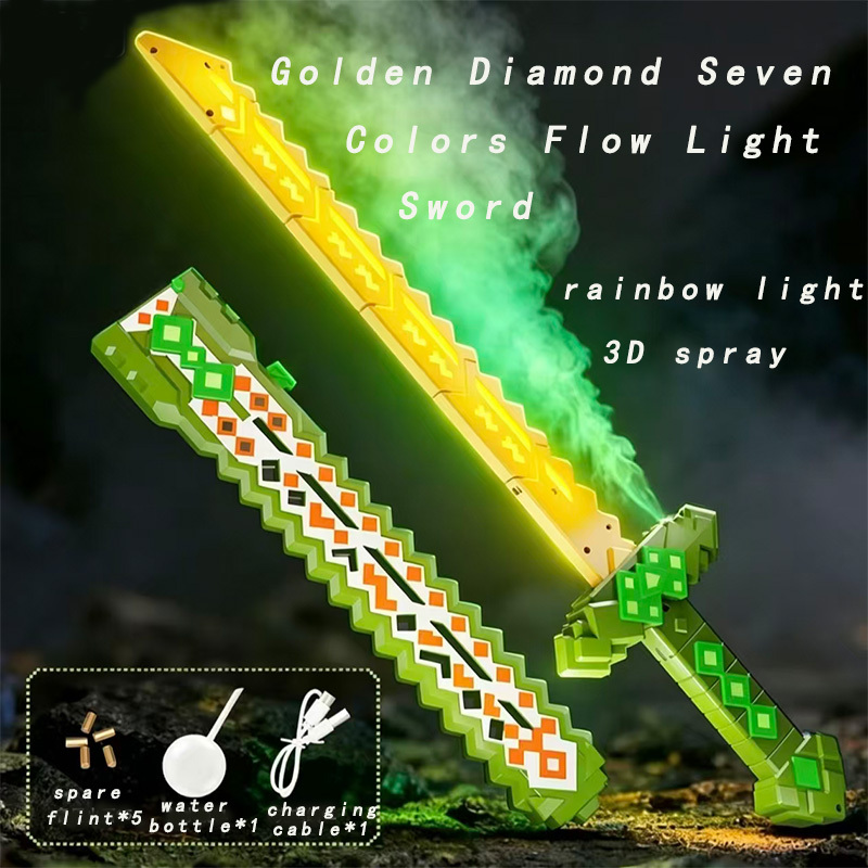 Épée Lumineuse Fluide Sept Couleurs Diamant Doré 4