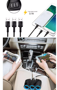 批发手机配件3.1A 12v汽车点烟器分路器插座USB 3合1插头多适配器充电器插座 - Product Image 2