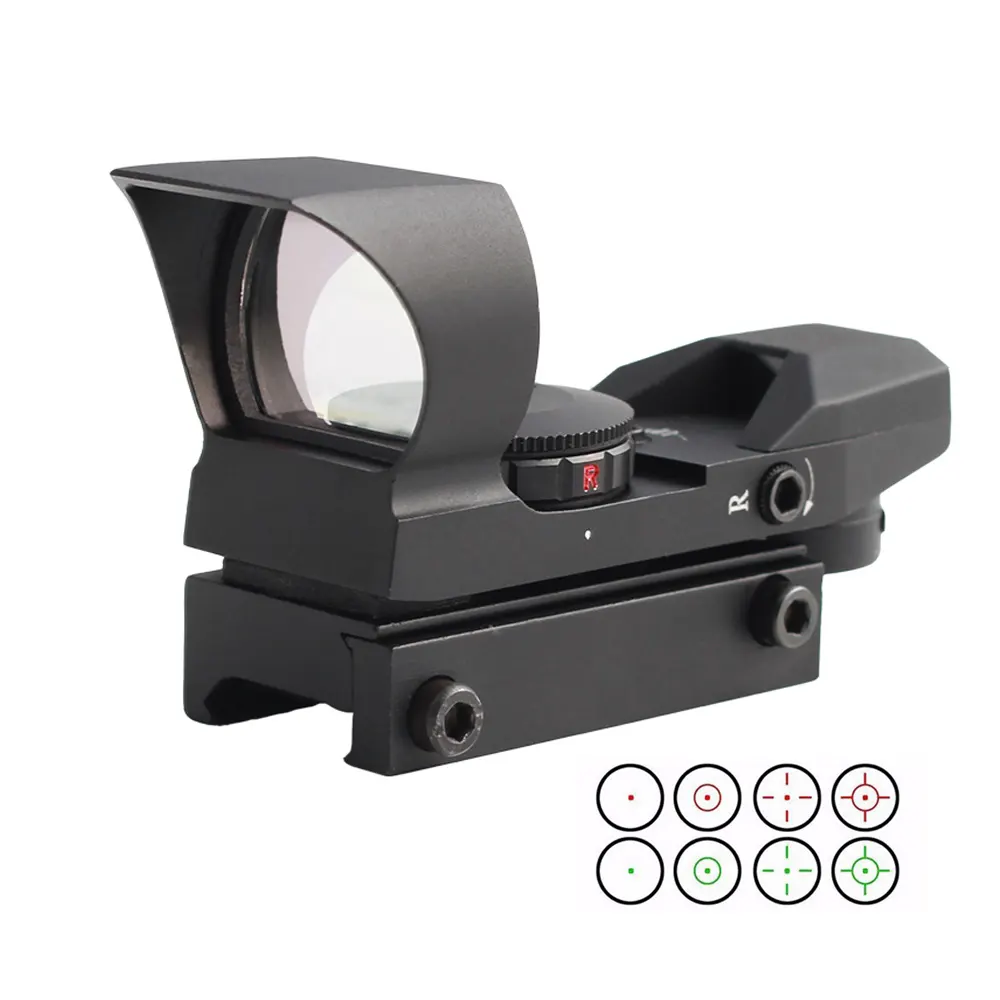 OEM Atacado 1x24x34 Visão Holográfica Ajustável 4 Reticles Tactical Aberto Electro Red & Green Dot Reflex Red Dot Sight