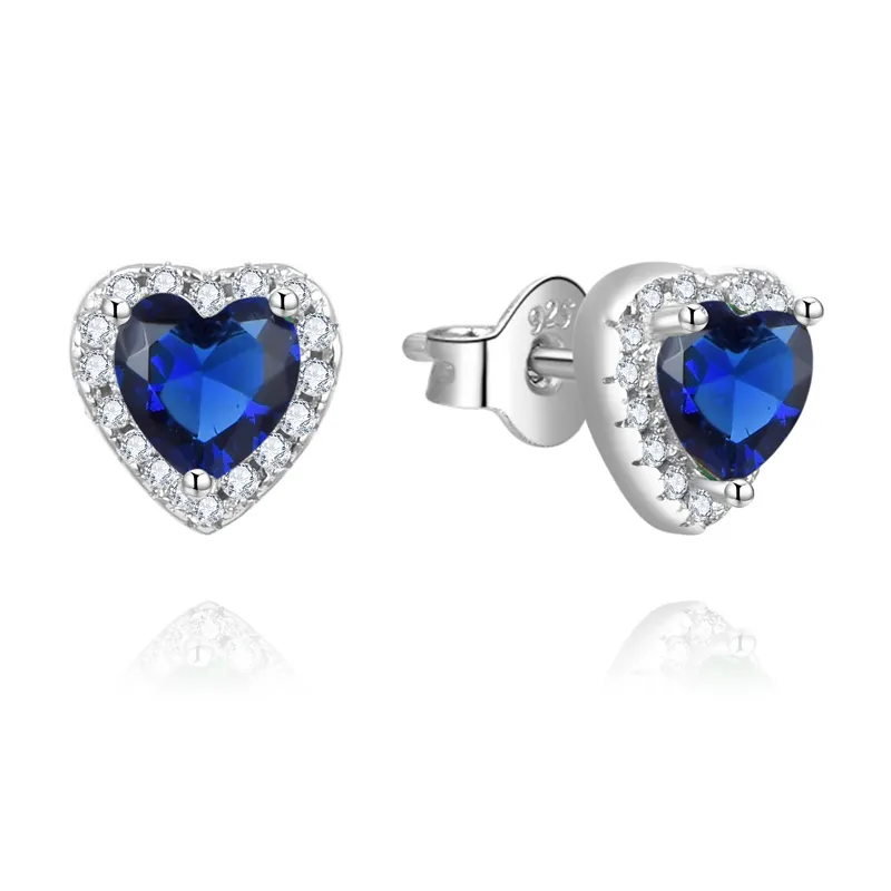 POLIVA Halo coração forma mulheres 5A diamante stud Zircon 925s prata Sterling jóias Coração de zircônia cúbica brincos para Senhora