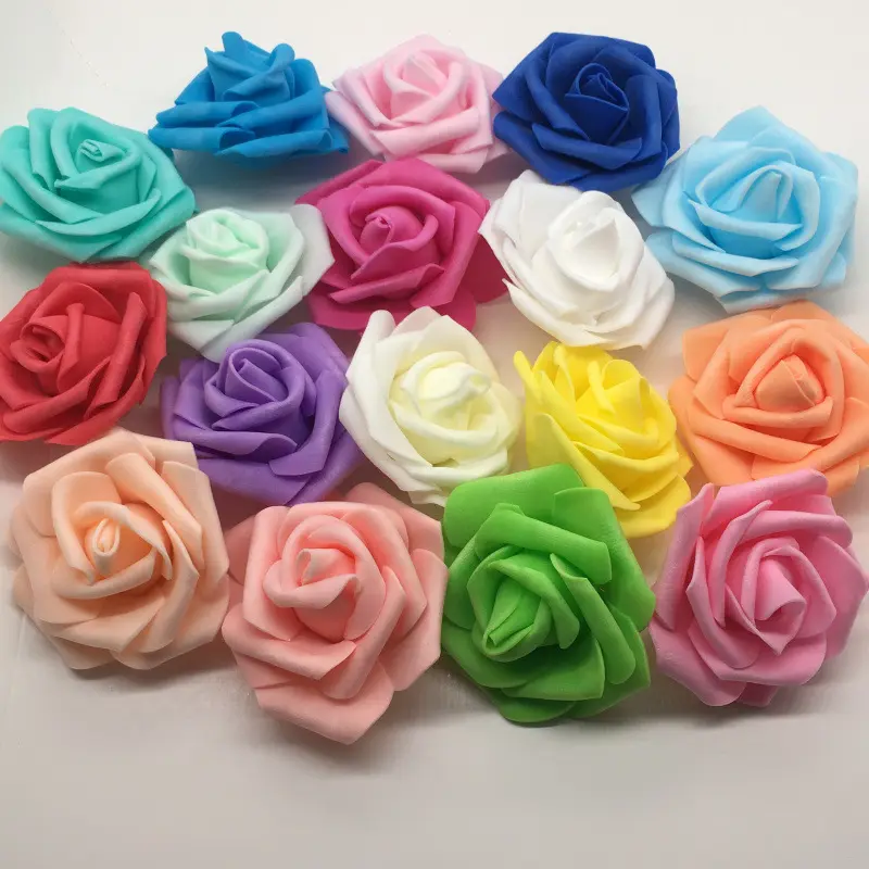 Fiore decorativo da sposa 6-7cm molti colori testa di fiore di rosa in schiuma artificiale