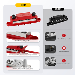 Ağır 400A M10 DC bara 4X3/8''Post(M10) 6X #8 vida pozitif ve negatif çifti 304 paslanmaz çelik Terminal bloğu bara - Product Image 4