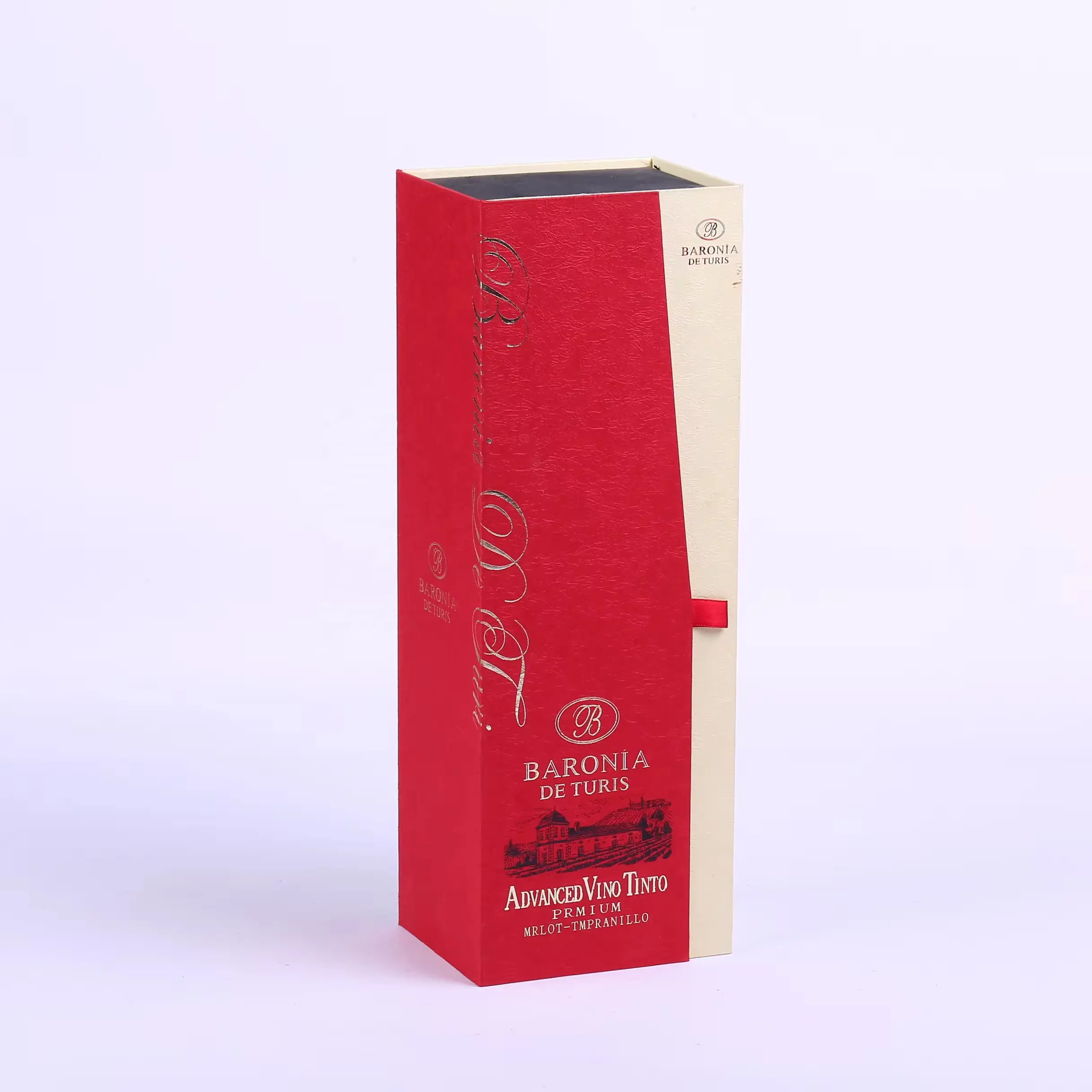 Caixa de presente luxuosa personalizada com porta dupla e inserção para vinho tinto, garrafa de vinho vazia, caixa de papel para embalagem de vinho