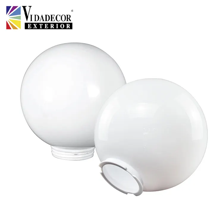 20 pulgadas personalizado al aire libre impermeable PMMA Pilar colgante luz cubierta esfera globo bola redonda pantalla de plástico lámpara de mesa
