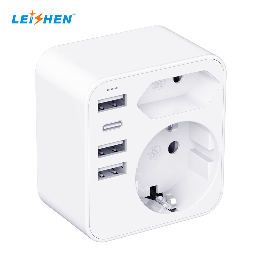 Blanc 3 USB et 1TypeC 3.4A