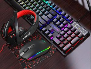 FV-Q809 Wired Gaming 4-Piece Set with Luminor Rainbow Backlit 104 Key <strong>Keyboard</strong>