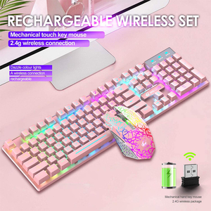 ZIYOULANG T3 Pink Wireless Gaming <strong>Keyboard</strong> <strong>and</strong> <strong>Mouse</strong> Combo Waterproof 2.4ghz Rechargeable <strong>3</strong> in <strong>1</strong> <strong>Keyboard</strong> <strong>Mouse</strong> Set - Product Image 3