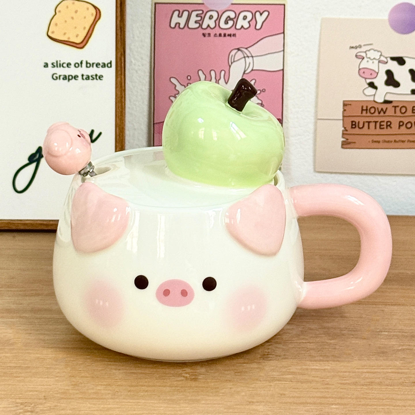 Tasse de petit-déjeuner cochon - Vert
