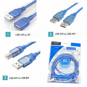 สายต่อขยายสัญญาณ USB 2.0ตัวผู้-ตัวเมียสีน้ำเงินสำหรับเครื่องพิมพ์ไฟฟ้า a/m/m a/f 1.5M - Product Image 2