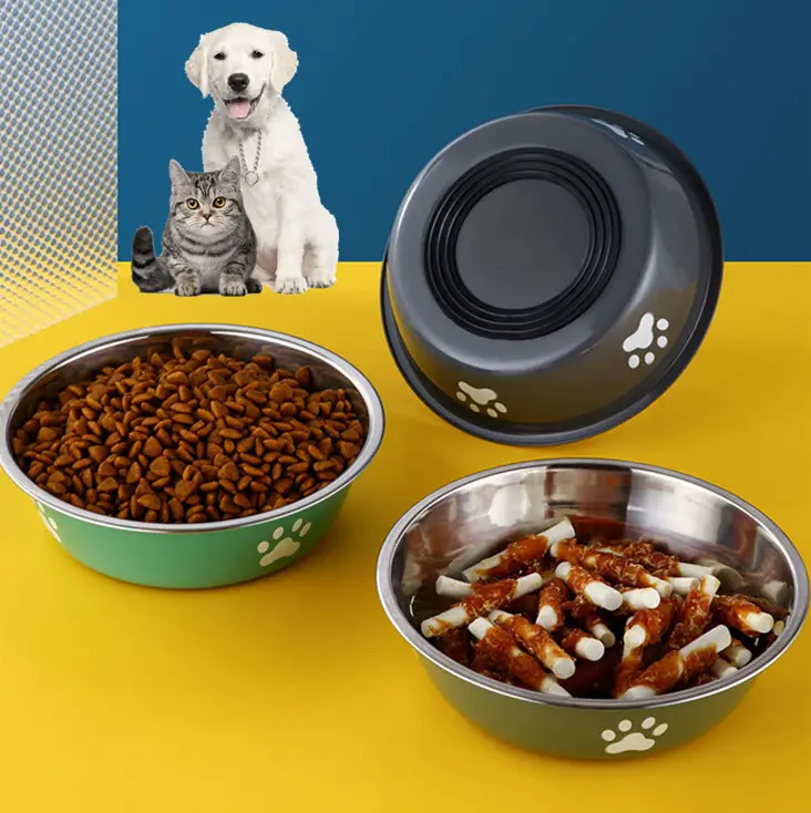 Ronde Katten Drinkwater Feeder Draagbare Reis Hond Voerbak Rvs Pet Bowls Voor Honden