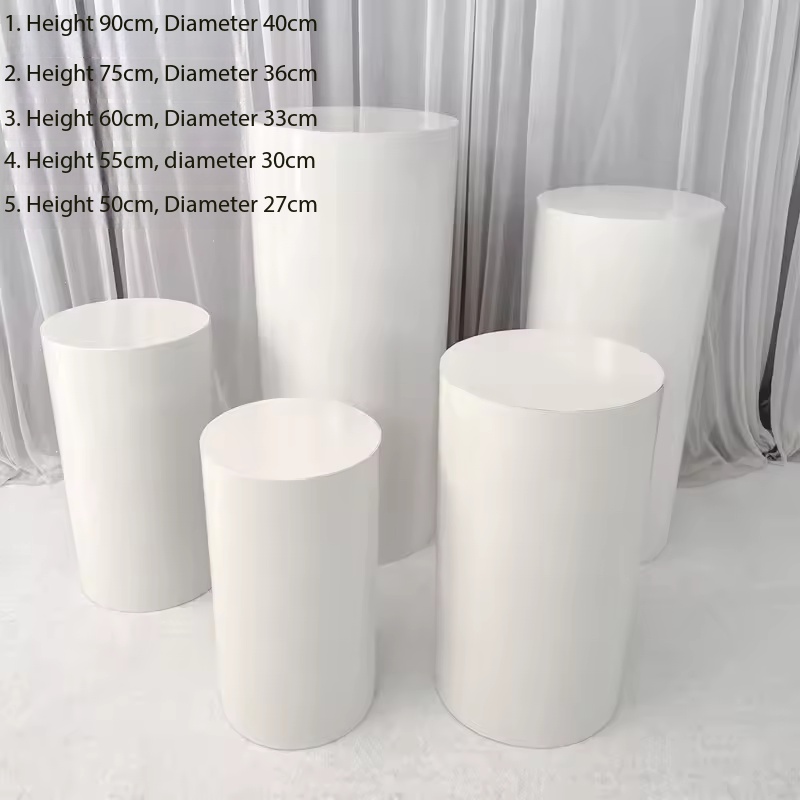 Ensemble de table à dessert cylindrique blanc, lot de cinq