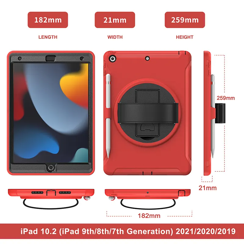 Casing Hibrida Kombo Plastik dan TPU Kasar, dengan Dudukan Putar 360 untuk iPad 10.2 Inci Generasi 9