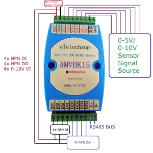 6VI/4DI/4DO <strong>0</strong>-10V <strong>Input</strong> / <strong>Digital</strong> <strong>input</strong> and <strong>output</strong> module / RS485 MODBUS RTU Communication AMVDK15 ELETECHSUP