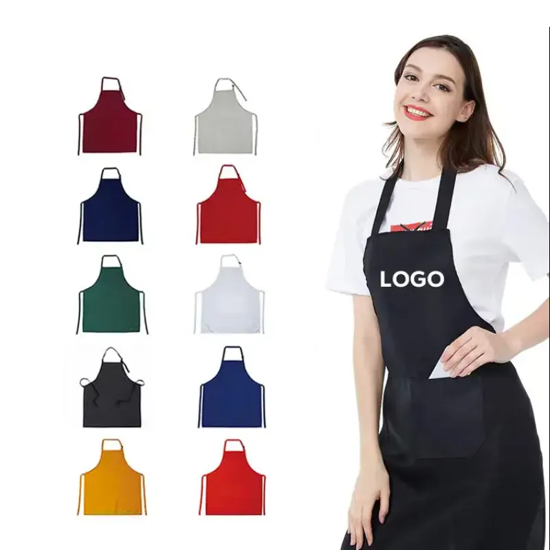 Avental de algodão para cozinha, avental preto com fivela ajustável de alta qualidade, ferramenta de trabalho em tela com logotipo personalizado, florista, jardim, avental elegante