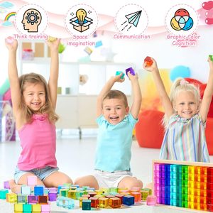 Acrylic Gem <strong>Cubes</strong> Blocks Translucent Rainbow Building <strong>Cubes</strong> Crystal Educational Sensory Training Stacking Toys <strong>Display</strong> Racks - Product Image 4