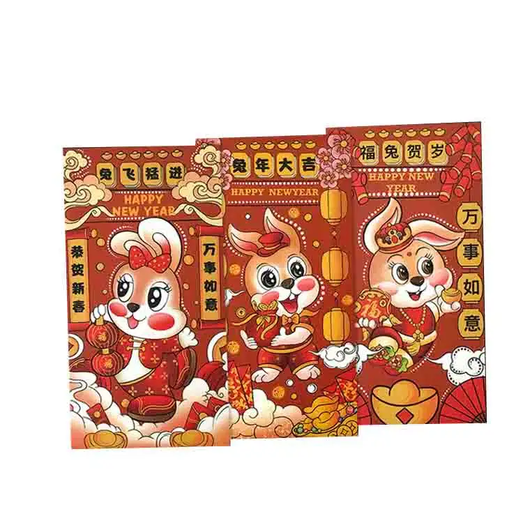 Aangepaste Hot Stempel Rood Pakje Lucky Geld Envelop Hongbao Met Custom Logo