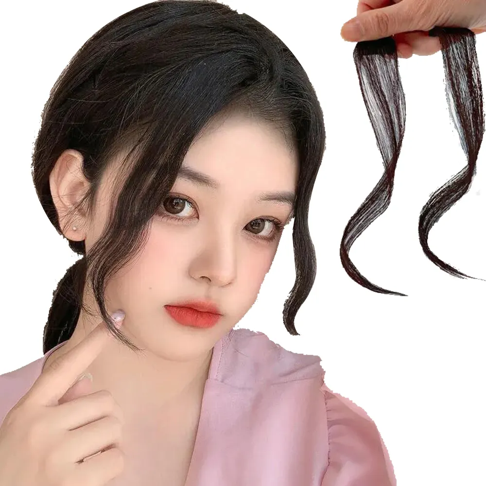 FX-HA24 Women's Natural Invisible Front Human Hair Extensions Dyeable Clip-In Bangs Wholesale Fringes