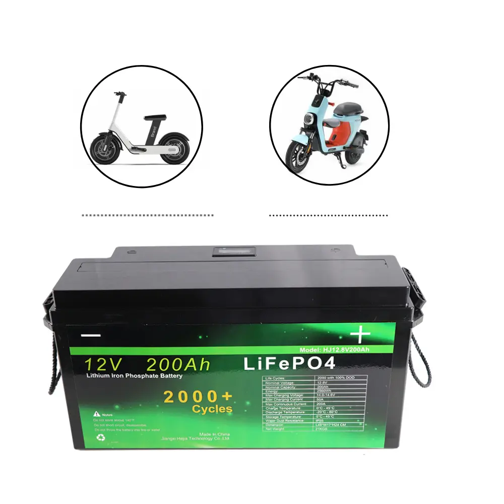 전기차 배터리 리노베이션을 위한 충전기가 포함된 맞춤형 고출력 12V 200Ah 리튬 배터리 팩 전자 자전거