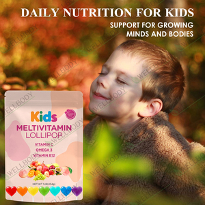 Wellbody nhãn hiệu riêng trái cây tự nhiên flavour đường miễn phí số lượng lớn vitamin tổng hợp <span class=keywords><strong>Lollipop</strong></span> Kẹo vitamin tổng hợp <span class=keywords><strong>Lollipop</strong></span> cho trẻ em - Product Image 4