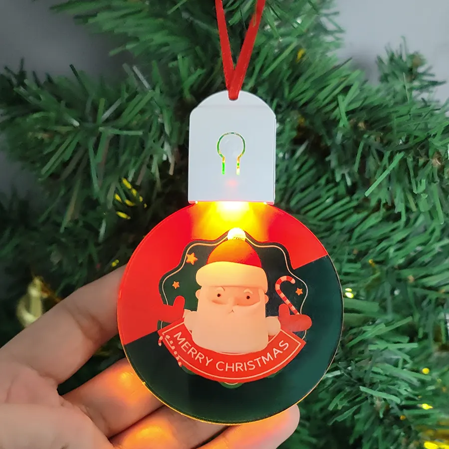 Acrílico personalizado LED bombilla sublimación espacios en blanco adornos de Navidad