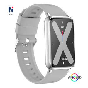 NKS32 elegante schermo AMOLED braccialetto intelligente con pressione sanguigna, monitoraggio dello Stress, contapentri, NFC, funzione di chiamata Bluetooth