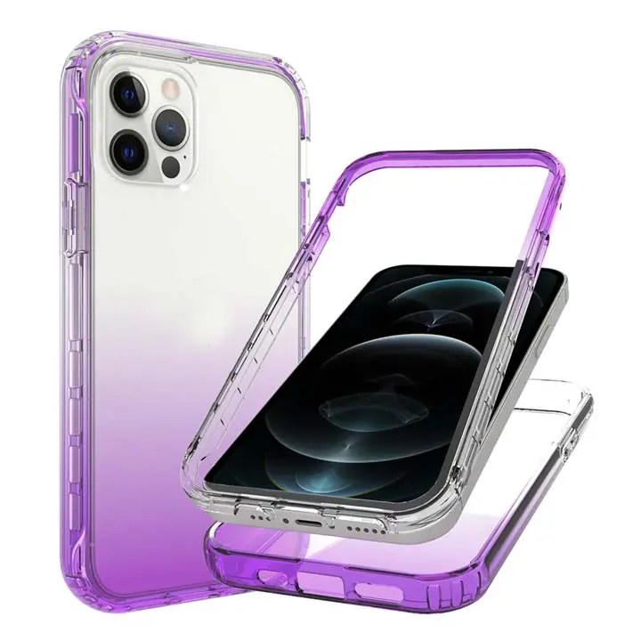 Funda de PC de TPU híbrida de doble color para IPhone 13 Mini 12 Pro Max 7 8 SE 2020 para Ipod Touch 5 6 6th 5th Clear Gradient Back Case