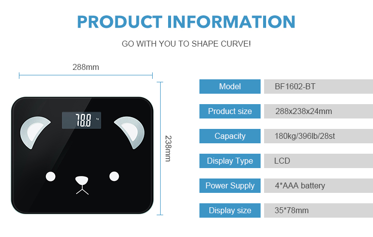 High Accuracy 180kg 396lb BMI Smart Body Scale Fat Percentage Analyzer Body Fat Mass