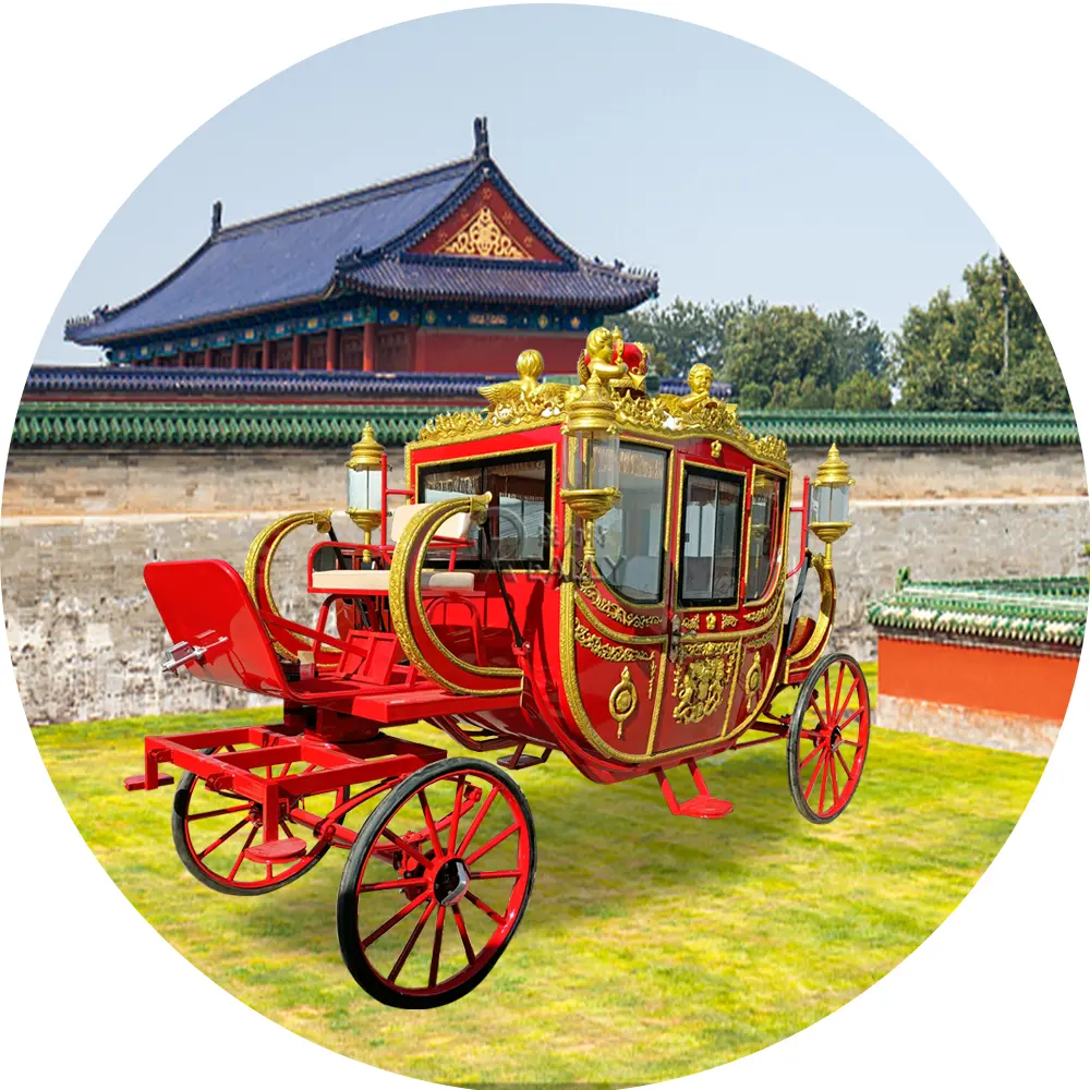 Calèche électrique de luxe avec 4 roues spéciale pour cheval Marathon tourisme mariage citrouille cheval Wagon transport