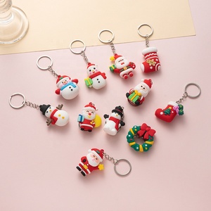 Sevimli noel ağacı ve noel baba Metal anahtarlık kolye küçük peluş oyuncak anahtar kullanım ve hediye vermek için - Product Image 1