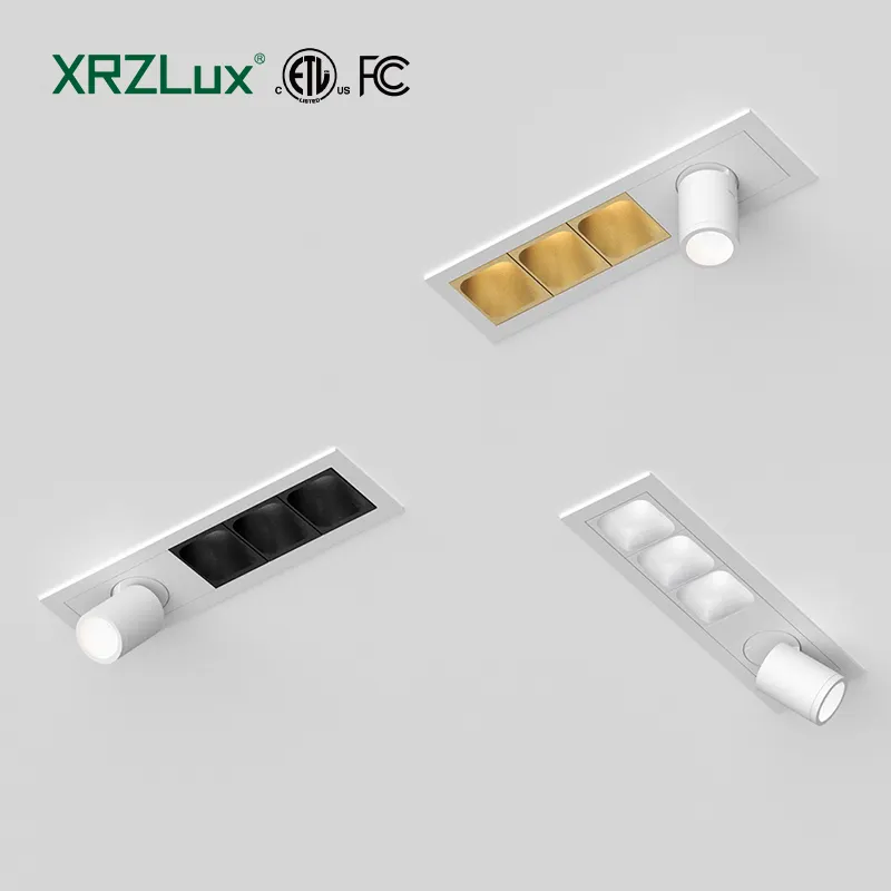 XRZLux ızgara ışık spot Led lineer Downlight 10W 20W çoklu kafa LED lamba gömme ayarlanabilir açı tavan spot