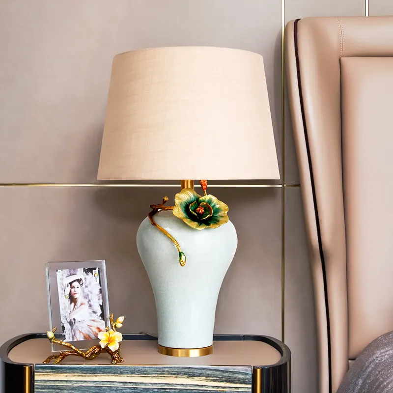SANLOREN Fabrik Großhandel Mode Wohnkultur moderne Luxus elegante strenge europäische Stil Emaille Blume Keramik Vase Tisch lampe