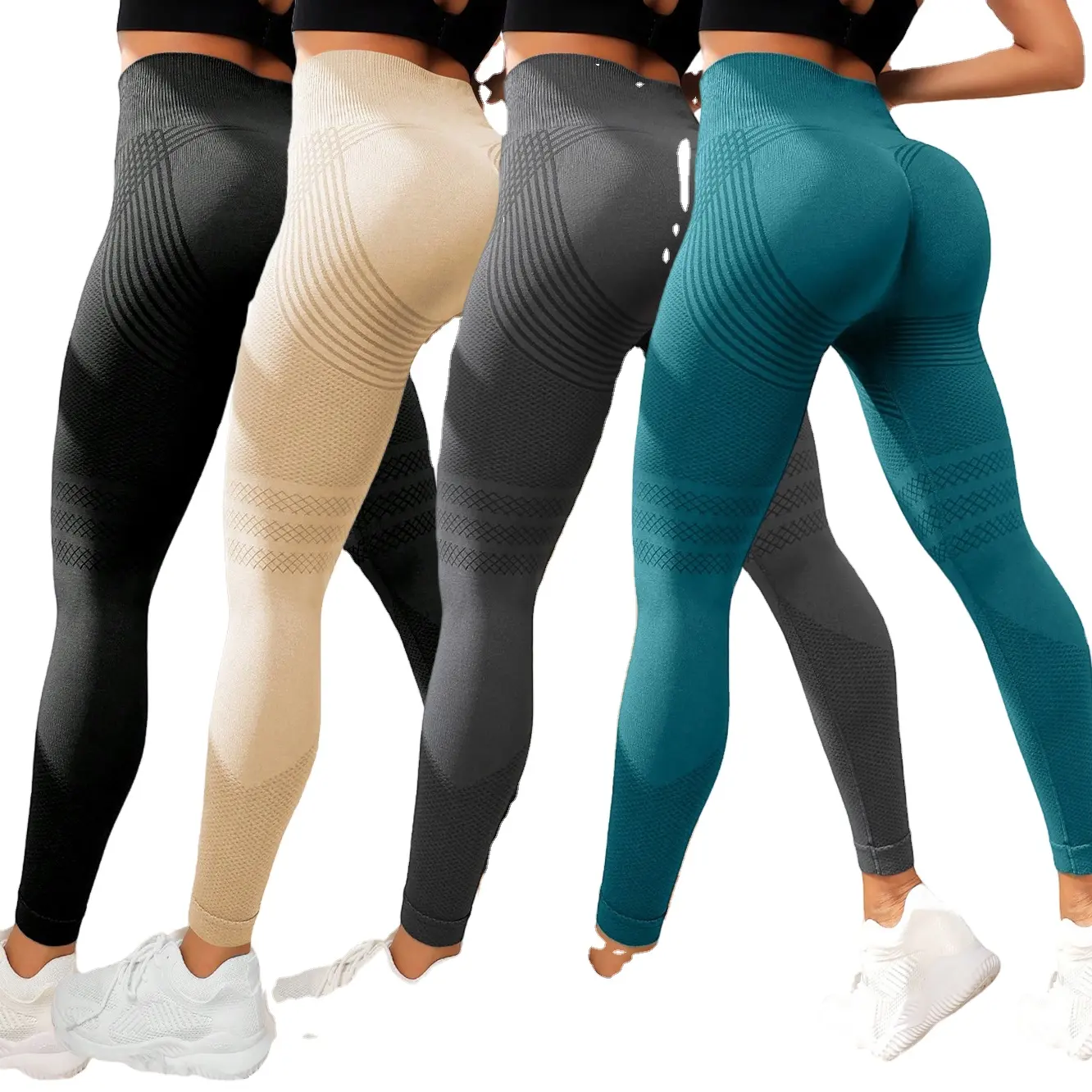 Pantaloni da Yoga sportivi morbidi a vita alta e burrosa 4 vie da corsa elasticizzati da ginnastica per allenamento Leggings atletici da donna