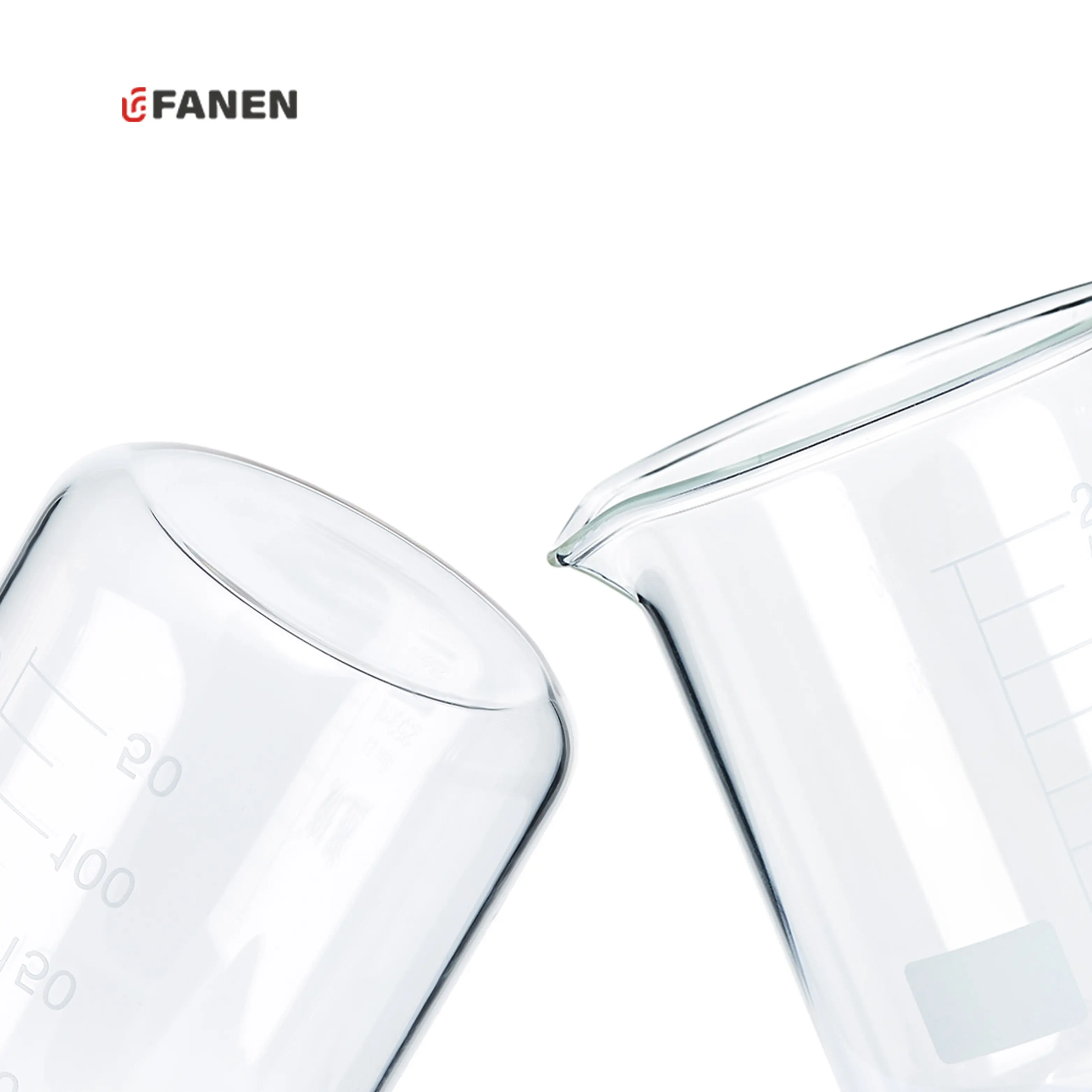 Fanen 200ml 과학 보로 3.3 유리 내열 졸업 비커 실험실 사용 화학 낮은 형태 측정 비커