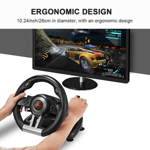 新しいV3 Pro 180 ° PCゲームレーシングホイールドライビングホイールリニアペダルとレーシングパドル付きPC用