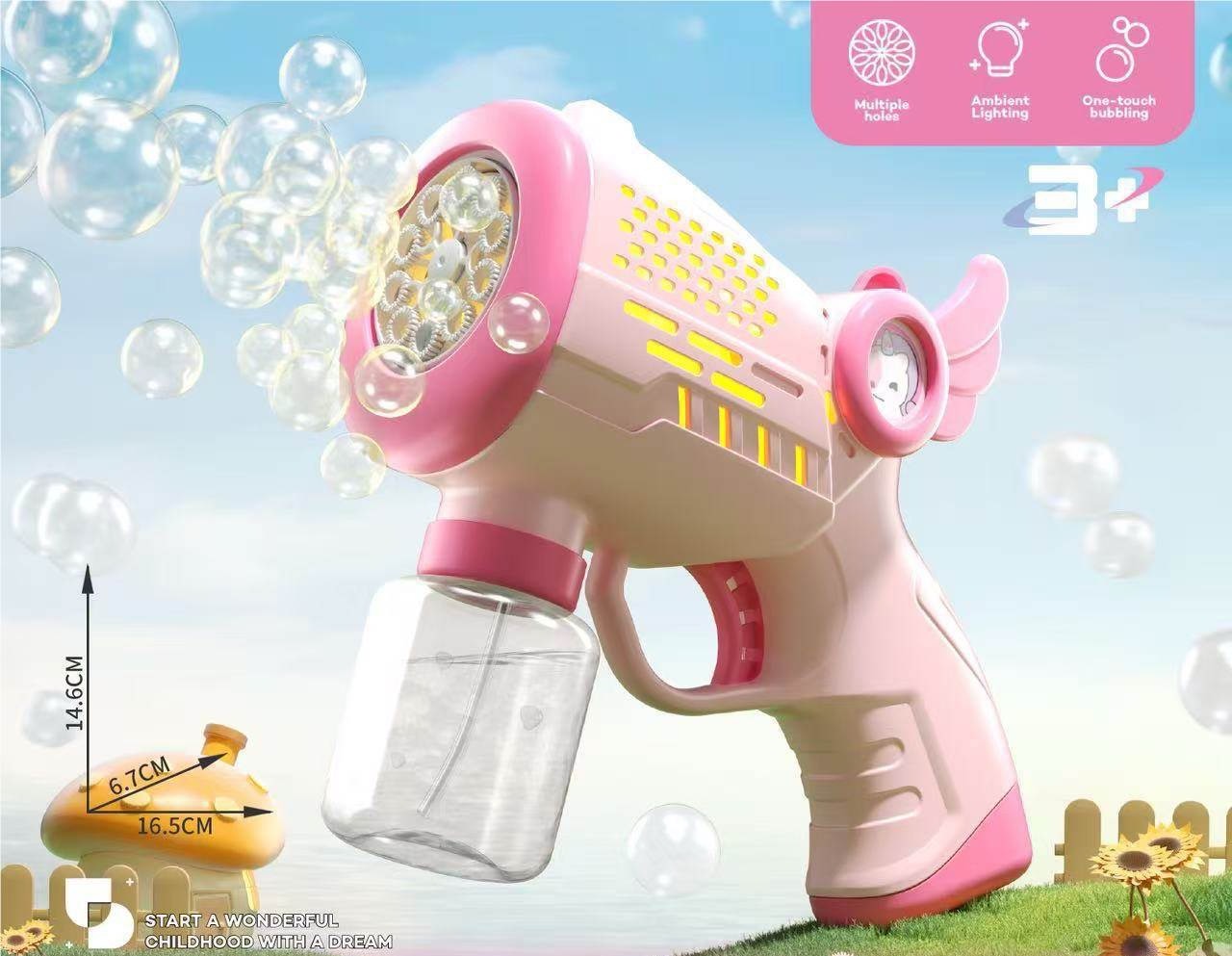 Otomatik çok delikli kabarcık tabancası ışıkları ile, yeni kabarcık makinesi, çocuk oyuncak, hediye, özel açık plaj kabarcıklar - Product Image 6