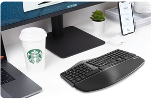Teclado ergonómico inalámbrico con reposamuñecas para Windows/Mac, teclado con diseño dividido, USB - Product Image 3